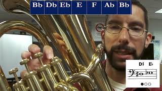 Concert BFlat Blues Scale  Euphonium amp Baritone Horn Tutorial amp Note Map [upl. by Pelagi552]