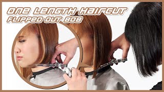 How To Cut One Length Bob With Bangs – Flipped out  Wispy Ends Hair – Vern Hairstyles 86 [upl. by Aimee]