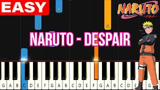 Naruto Shippuden  Despair  EASY SLOW Piano Tutorial for Beginners [upl. by Nevad]