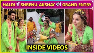 Shrenu Parikh amp Akshay Mhatre Grand Entry At The Haldi Ceremony  Inside Videos [upl. by Mayeda464]