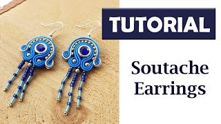 TUTORIAL Soutache Earrings DIY Beadwork How to make earrings Handmade Embroidery [upl. by Giltzow]