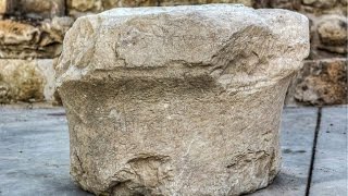 Ancient limestone column found in courtyard of current synagogue at Peqiin [upl. by Zohara589]