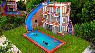 Full VideoBuild Modern 4story Villa Houseamp Swimming Pool With Water Slide Park Into Swimming Pool [upl. by Esirehc]