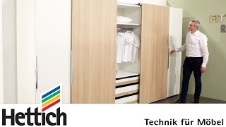 Technology for furniture in bedrooms Hettich sliding door  drawer systems [upl. by Spector]