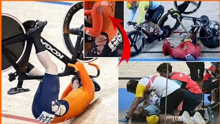 Horrifying Crash 🔴 at the Olympic Velodrome Left Three Female Cyclists Injured in a Keirin Event [upl. by Albina719]