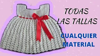 😍 Vestido a crochet BEBÉS Y NIÑAS paso a paso Bien ExplicadoTODAS LAS TALLAS 🔴En cualquier MATERIAL [upl. by Desma]