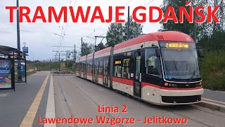 Tramwaje Gdańsk Linia 2 Lawendowe Wzgórze  JelitkowoRide on tram line 2 in Gdańsk PolandCABVIEW [upl. by Aiuoqes]