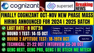 Cognizant Superset Mass Hiring For 2024  2025 Batch  Finally New Phase OFF Campus Hiring Announced [upl. by Aniryt]