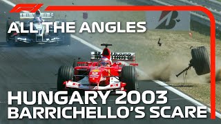 Big Scare For Barrichello  All The Angles  2003 Hungarian Grand Prix [upl. by Ribaj]