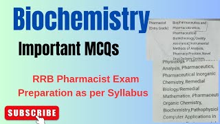 Biochemistry Important MCQs I RRB Pharmacist as per syllabusrailwaypharmacistrrbpharmacist [upl. by Otis]