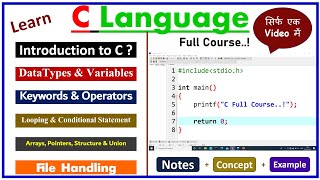 C Programming Full Course Hindi  Learn Coding [upl. by Gombach]