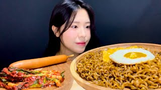 ENG 꾸덕한 짜계치에 매콤한 파김치랑 뽀드득 킬바사까지 먹방🤤 Chapagetti amp Kielbasa Mukbang [upl. by Atiuqad]