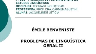 Problemas de Linguística Geral II  Benveniste [upl. by Dnumde388]