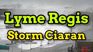 Lyme Regis  Storm Ciarán  High Tide [upl. by Nylidam927]