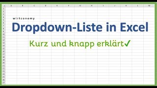 DropdownListe in Excel kurz und knapp erklärt  Beispielaufgabe  Excel Grundwissen  wirtconomy [upl. by Einned]