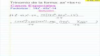 Trinomio de la forma ax2bxc casos especiales N°02mp4 [upl. by Guadalupe]