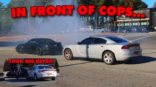 HE DID A BURNOUT IN FRONT OF COPS Crashes Burnouts etc  Cars amp Coffee Morrisville  2324 [upl. by Nwahsat]