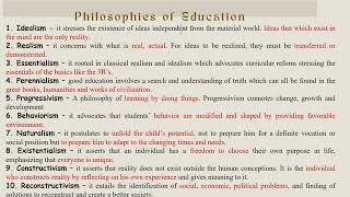 PHILOSOPHIES OF EDUCATION SIMPLIFIED [upl. by Arihday]