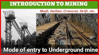 LECTURE 3  INTRODUCTION TO MINING MODES OF ENTRY TO UG MINESHAFT INCLINE ADIT MINING WORLD [upl. by Det632]