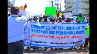 Healthcare workers under UHC programme stage demo in Nairobi [upl. by Eloisa930]