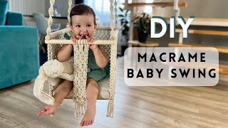 DIY Macrame Baby Swing Tutorial │ Macrame Hanging Chair Tutorial │ boho swing for a baby [upl. by Aihsyla684]