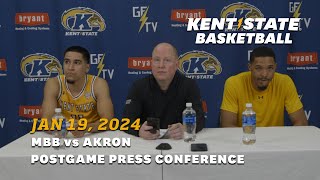 Kent State Mens Basketball vs Akron 011924  Postgame Press Conference [upl. by Ahtekahs87]