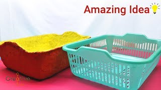 How to make Paper mache basket  mache paper crafts [upl. by Thurman921]