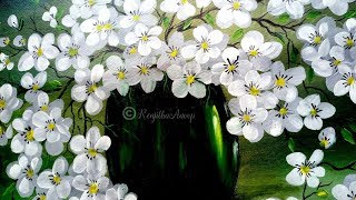 Step by Step acrylic painting on canvas for beginners  simple flower vase painting tutorial [upl. by Cavanaugh]