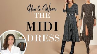 How to WEAR amp STYLE a Midi Dress this WINTER  Classy Outfits [upl. by Wsan]