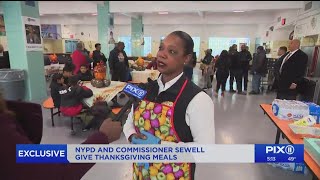 NYPD commissioner serves up Thanksgiving meals in Brooklyn [upl. by Siletotsira712]