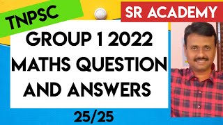 Tnpsc group 1 2022 maths original question paper with answers [upl. by Yecram]