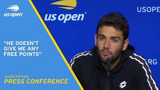 Matteo Berrettini Press Conference  2021 US Open Quarterfinal [upl. by Joao]