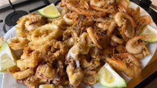 FRITTURA DI CALAMARI E GAMBERI di Betty e Marco  Ricetta facile e veloce [upl. by Holle969]