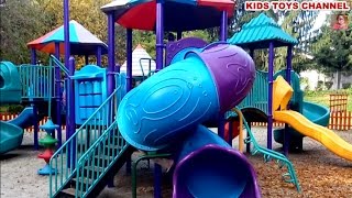 Outdoor playground fun for children Kids playing in the park on slides VIDEO KIDS TOYS CHANNEL [upl. by Alake]