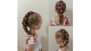 Hairstyle school in 5 minutes Hairstyle medium hair Объемная коса на резинках [upl. by Reifel]