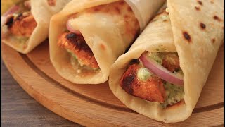 Chicken Tikka Paratha Roll  Homemade Chicken tikka Rolls with Chatni Sauce Best Recipe Tasty Rolls [upl. by Inaflahk6]