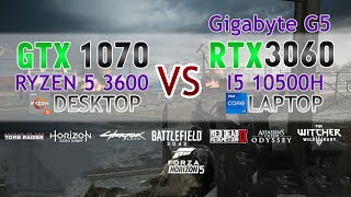 GTX 1070 Desktop Vs RTX 3060 Laptop I5 10500h  Test In 8 Games [upl. by Royd]