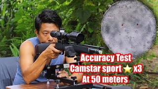 Accuracy test of Camstar sport star x3 at 50 meters with jsb 1034 grain pellet [upl. by Olfe]