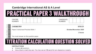 ☁️☾✧AS Level Chemistry Paper 3 Practical Exam  970131ON20  Question 1  Titration♡☁️ [upl. by Adlare82]