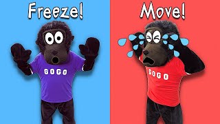 🔵 Freeze Dance  Action Songs For Kids  Brain Breaks  Gogo Gorilla Kids Music amp Educational Videos [upl. by Atinuahs]