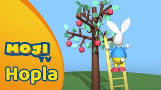 WIE KLIMT ER IN DE APPELBOOM 🌳  HOPLA 🐇  Nederlandse Kinderseries  MojiTV [upl. by Ecinrev]