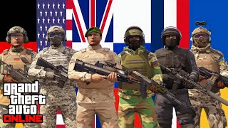 GTA ONLINE  MILITARY OUTFIT AROUND THE WORLD [upl. by Gnilhsa]