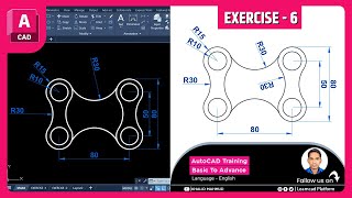 AutoCAD Exercise 6  Step by step Guide to Drawing with Easy instructions by KHALIDMAHMUD [upl. by Llenal978]