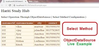 Retreive Data in GridView Using ObjectDataSource in AspNet  Select Method in Object Data Source [upl. by Eseekram333]