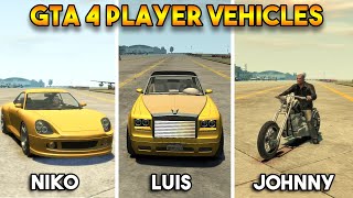 GTA 4  NIKO VS LUIS VS JOHNNY MAIN CHARACTER VEHICLE [upl. by Euginimod]