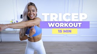 15 MIN TRICEP WORKOUT with Dumbbells  No Repeat  Caroline Girvan [upl. by Arimas]