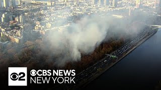 Crews battle brush fire in Washington Heights near Highbridge Park [upl. by Narra24]