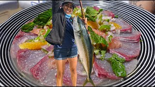 BEST WAY TO EAT YELLOWTAIL  She Caught The Biggest Fish [upl. by Greggory738]