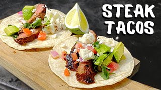 Outdoor Griddle Steak Tacos Carne Asada [upl. by Alesi]