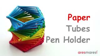 Paper Tubes Weaving Pen Stand  Pencil Holder easy  paper tubes [upl. by Kareem149]